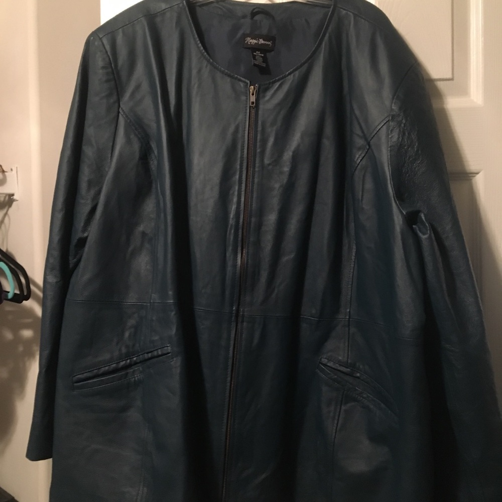 4x 30/32 Maggie Barnes teal leather jacket/blazer